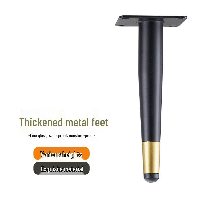 Minimalist Black & Gold Metal Furniture Legs - Straight/Inclined Cone for Sofas, Cabinets, TV Stands, Coffee Tables