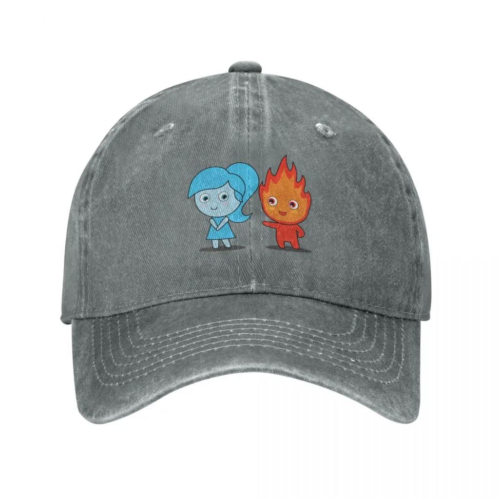 Cute Fire Boy and Water Girl Baseball Cap Uv Protection Solar Hat Dropshipping Hat Male Women'S