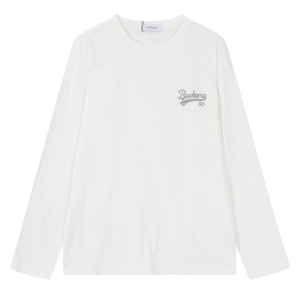 Burkeru 16-Count Single Standard Fit Chest Logo Long Sleeve Ts Off-White Off White_L