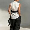 2026 New Lace-Up Sleeveless Tencel Linen Top and Wide-Leg Pants Two-Piece Women's Set