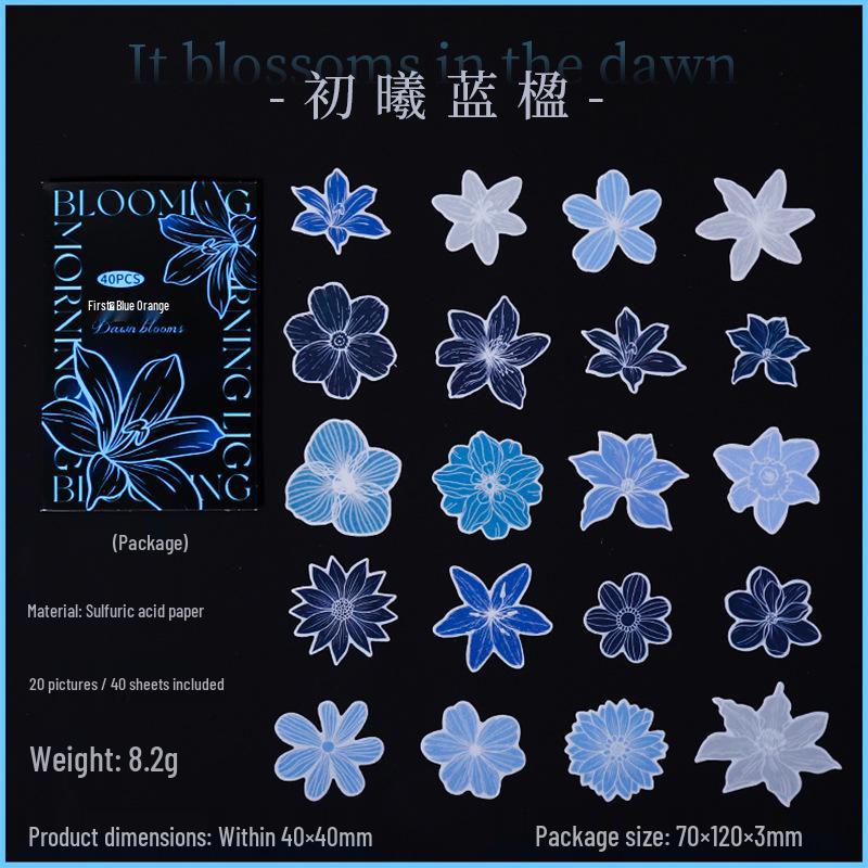 Ketchup Girl  Blooming in the Dawn  Flower Stickers - Sulfuric Paper for Journaling & Collage.