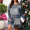 Plus Size Women's Gradient Print Casual Spring/Autumn Pocket Round Neck Long Sleeve Dress