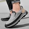 Men Breathable Casual Shoes Outdoor Plus Size Fashion Sneakers Lace-up Split Leather Comfortable Walking Sport Shoes