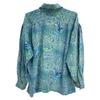 ESCADA 80's Green and Blue Leopard and White Tiger Silk Shirt tops 38 Blue greenUsed