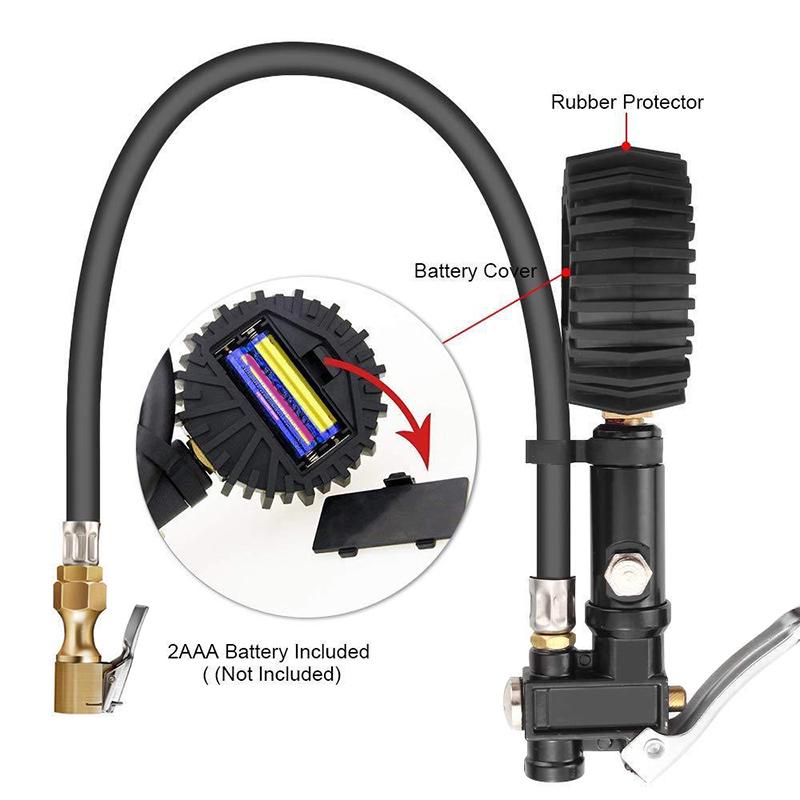 1 Set Digital Tire Inflator with Pressure Gauge 200 PSI Air Chuck Kit