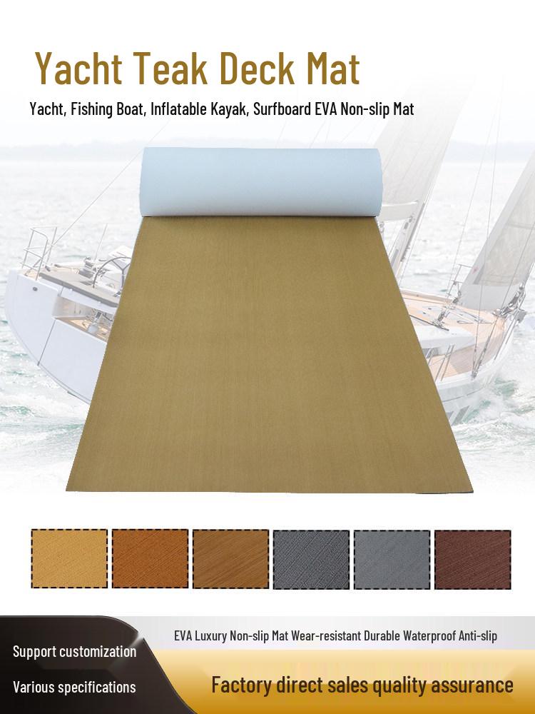 

240x90 No Groove EVA Faux Teak Non-Slip Yacht Deck Mat Dark Gray + Black