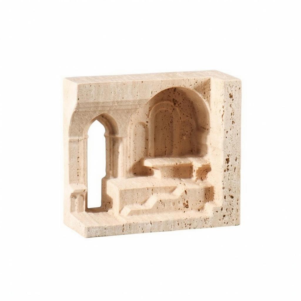 Carved Marble Sculpture Matte Architectural Elegant for Shelf, Console