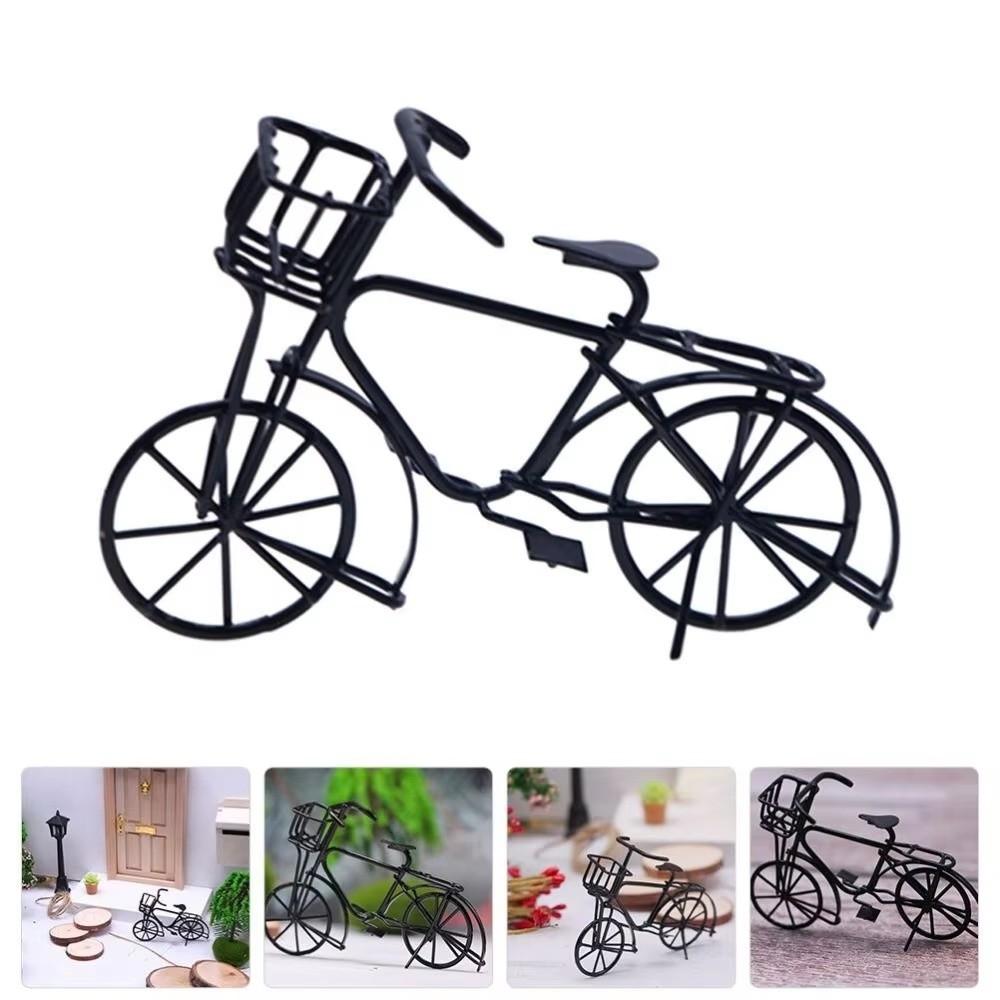 Mini Bike Miniatures Simulation Old-fashioned Bicycle Vintage Bicycle Model  Dollhouse Garden