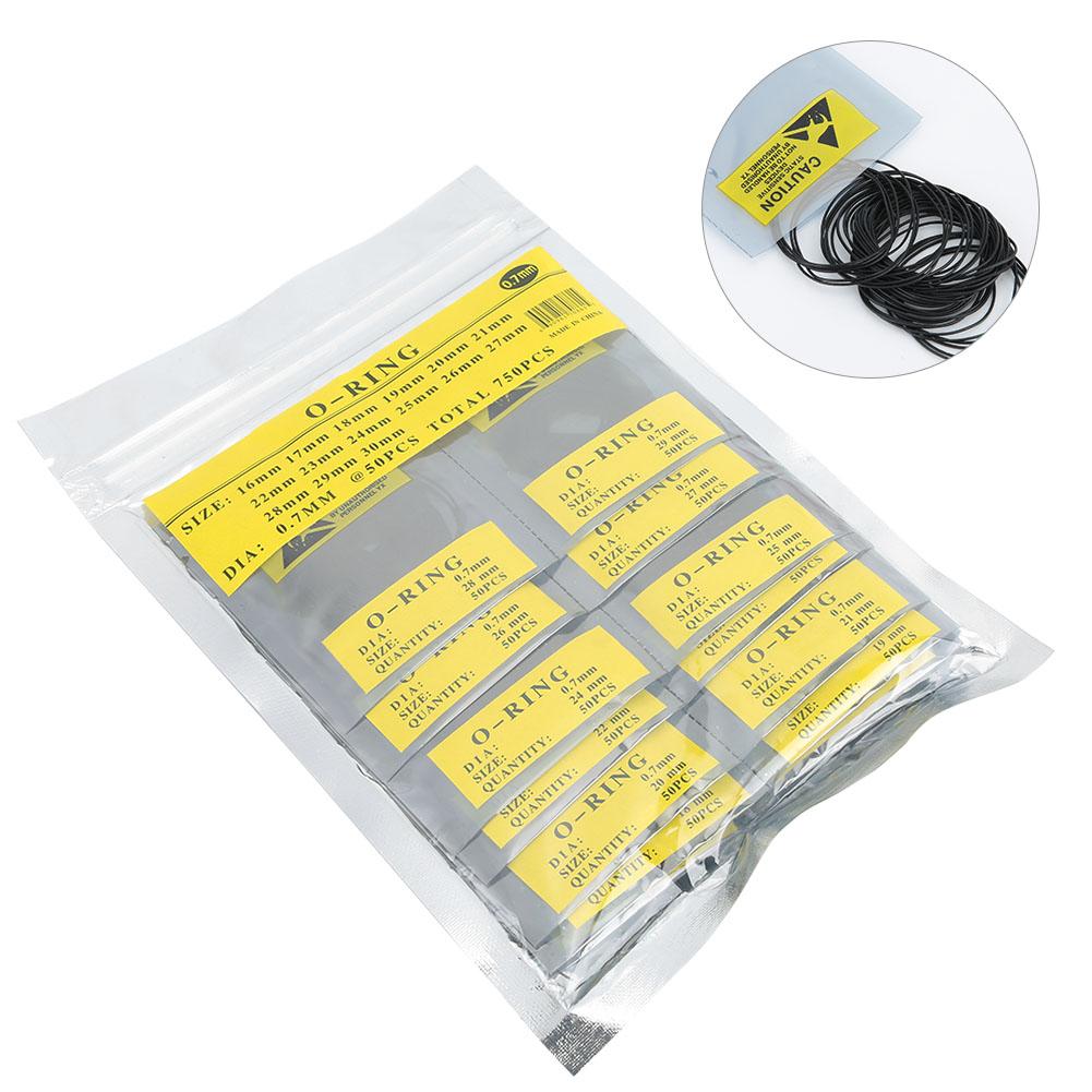 750pcs 0.7mm Waterproof Round Watch Gaskets O Ring Rubber Seal Washers Watch Accessory