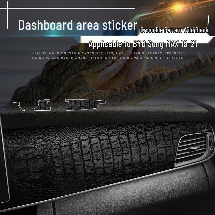 Krokodilmusterfolie für BYD Song MAX Innenraumkonsole & Paneeldekoration, Wildschwarzer Aufkleber