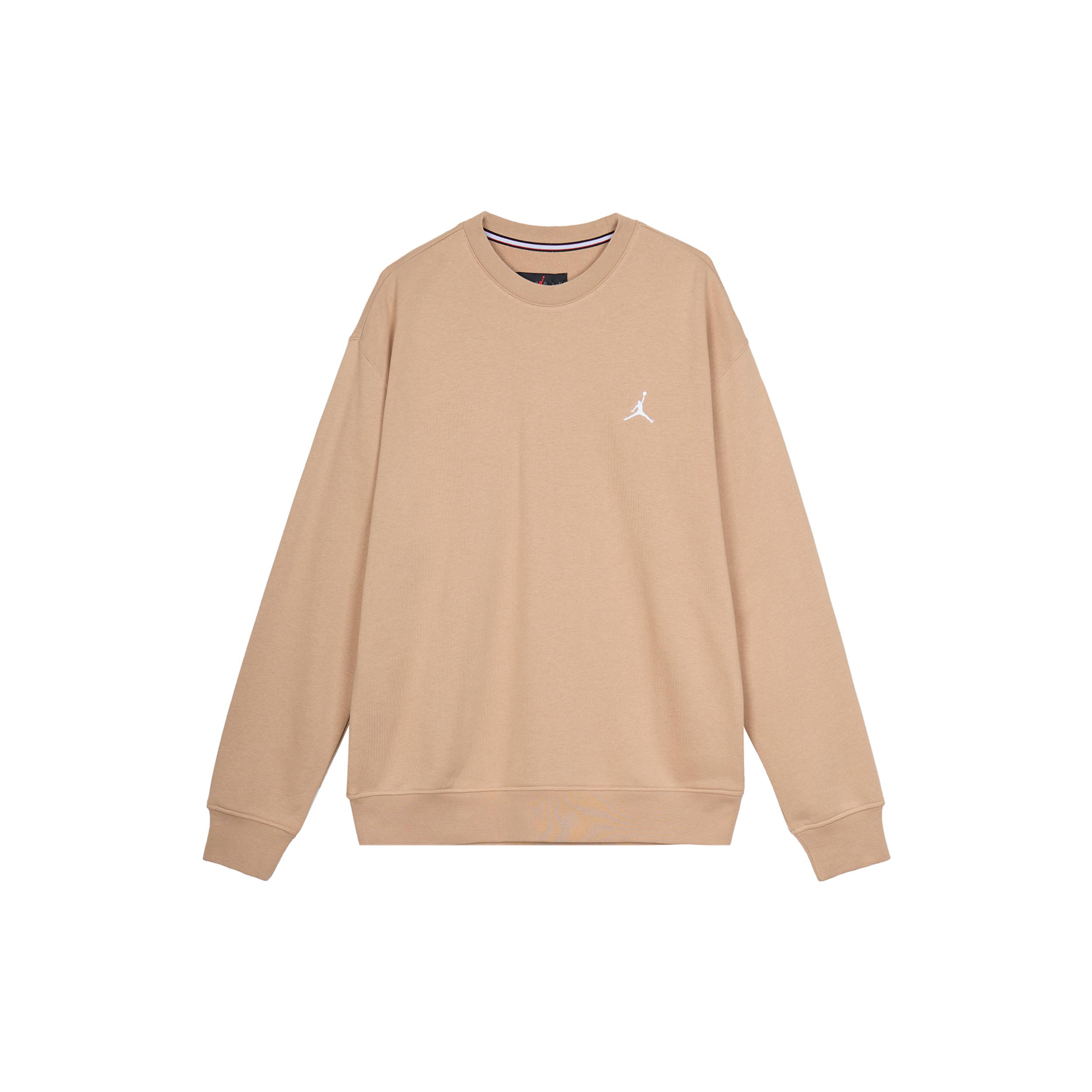 Jordan ESSENTIALS Sweatshirts Men s Khaki Crew Neck Moderate Regular FQ1865-200 L