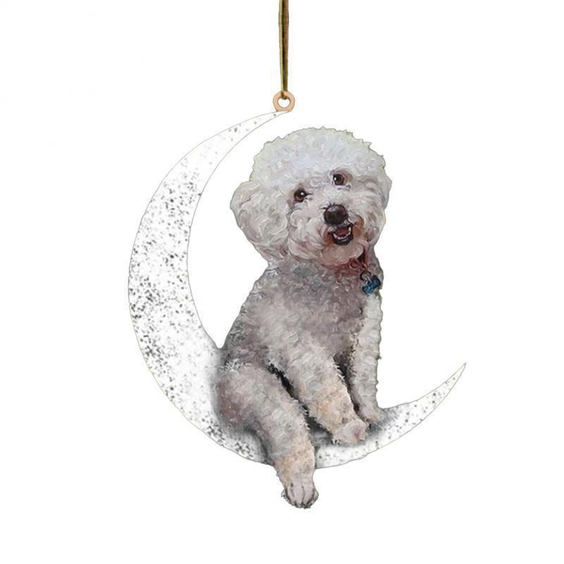 

Moon Dog Flat Acrylic Car Hanging Pendant Backpack Ornaments Holiday Home Decor Style G