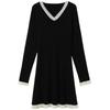 Sancai Winter Lace V-Neck A-Line Knit Dress