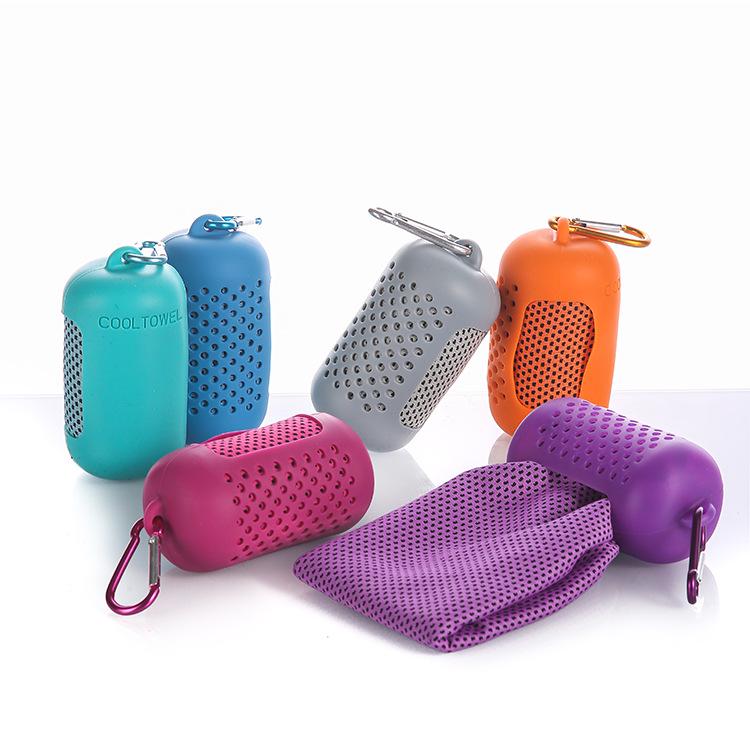 Customizable Quick-Dry Cooling Towel with Portable Silicone Sleeve for Outdoor Sports