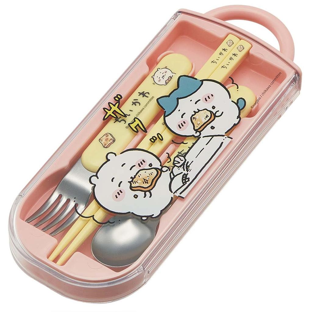 Skater Bento Trio Set by for Made In (Chopsticks, Spoon, Fork) Chiikawa, Kids, Antibacterial, Easy-Open Slide-Open, Japan, TACC2AG-A