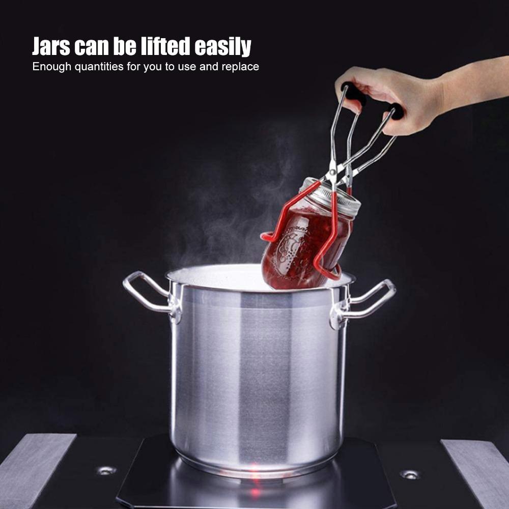 2PCS Stainless Steel Canning Jar Lifter Non-slip Handle Jar Lifter Tongs  Home Kitchen