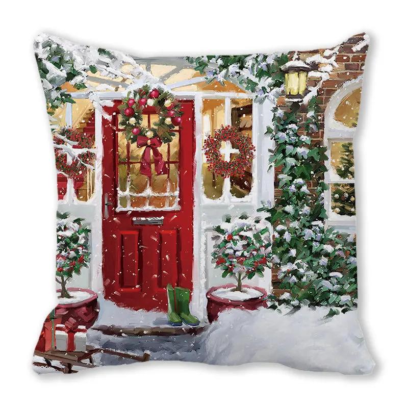 New Years Gifts Christmas Ornaments Pillow Cases Merry  Home Decorations  Cushion Covers
