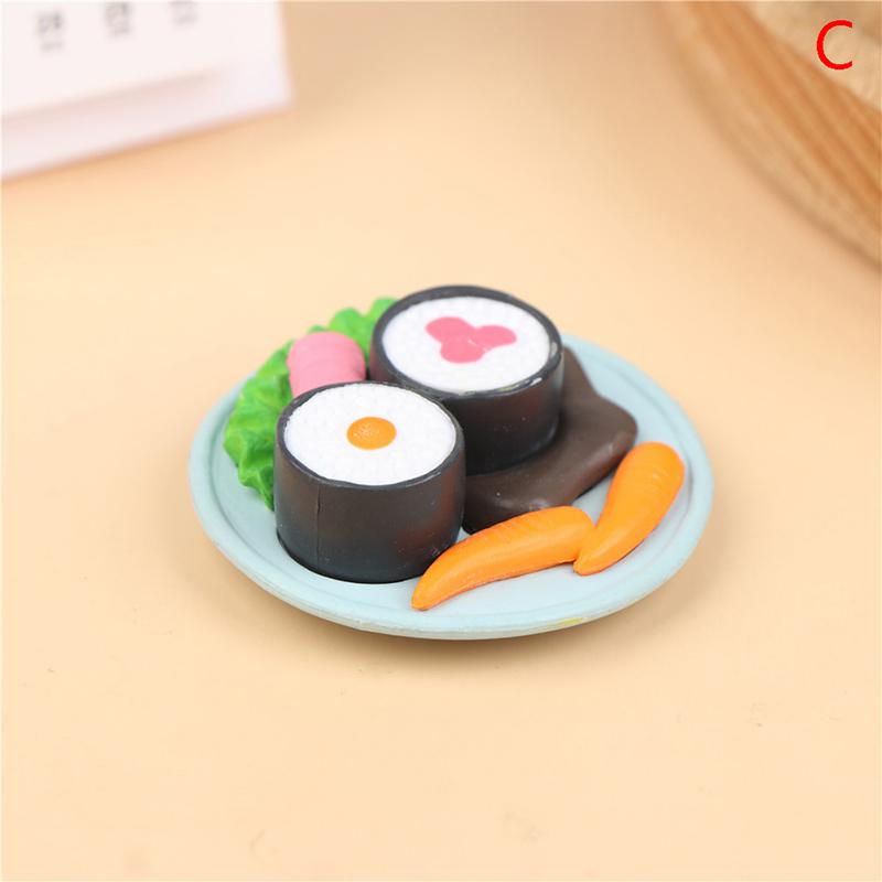 1/6 1/12 Dollhouse Kitchen Decoration Accessories, Mini Japanese Sushi Fish Ball Tempura Bento Box Set Dolls House Kitchen Toys
