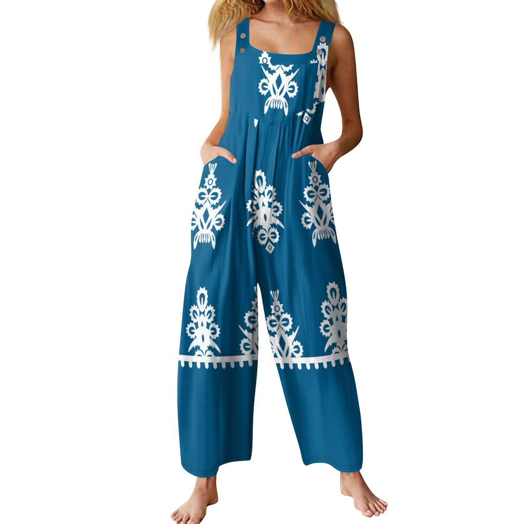 Women's Casual Jumpsuit Sleeveless Popular Floral Print Jumpsuit