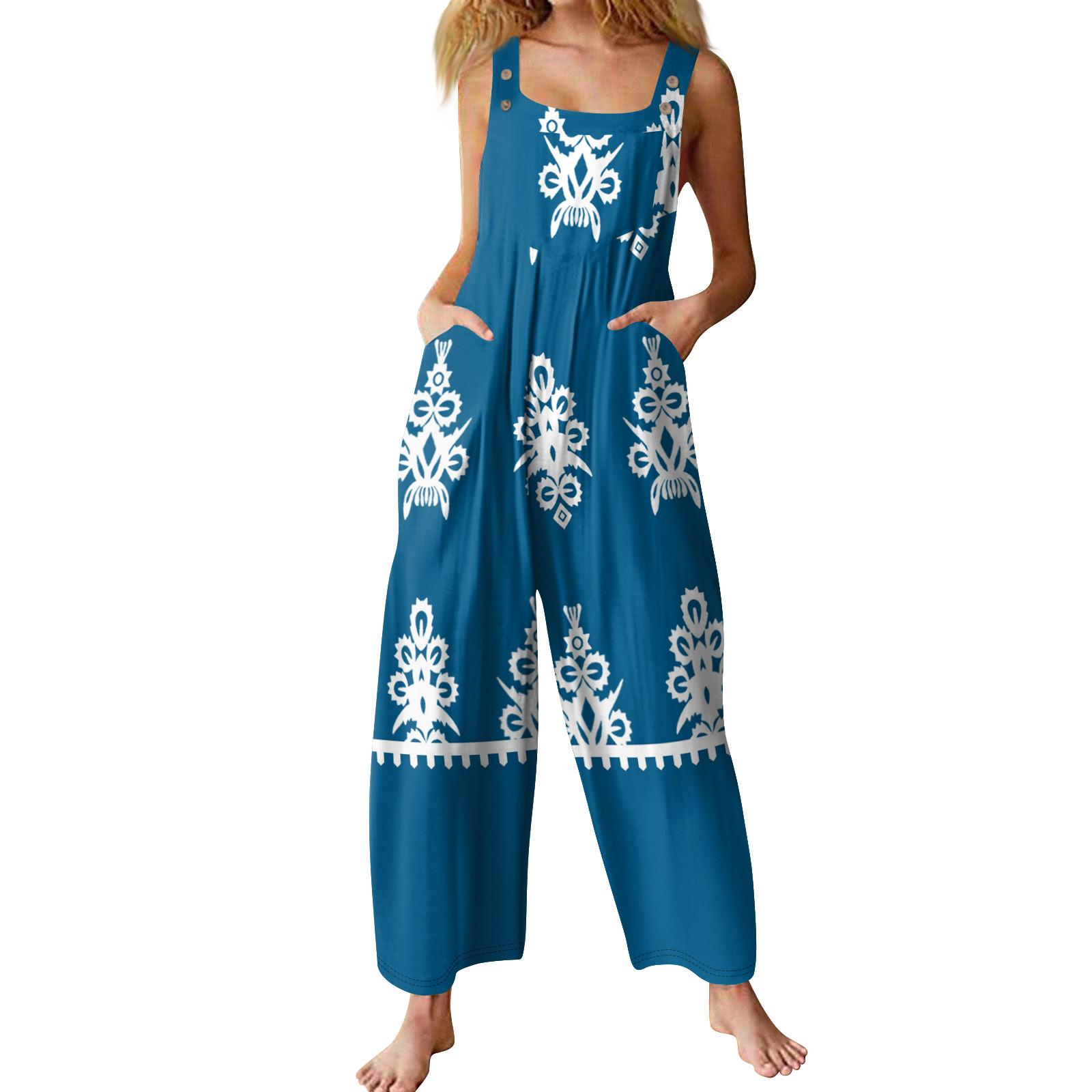 

Женский повседневный комбинезон без рукавов с популярным цветочным принтом M