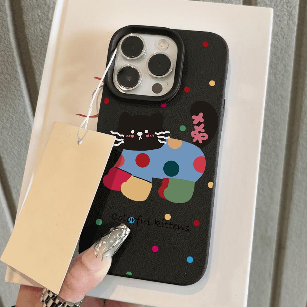 Custodia per telefono gatto nero carino per custodia iPhone 16 Pro Max iPhone 13 11 15 12 14 Pro Max Plus in silicone antiurto opaca in pelle