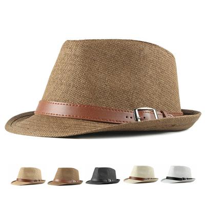 Vasarinė šiaudinė skrybėlė Vyriška britų džentelmeno džiazo kepurė Moteriška kreminė kepurė nuo saulės Panama Fedora kepurės lauko laisvalaikio veltinio skrybėlės skydelis