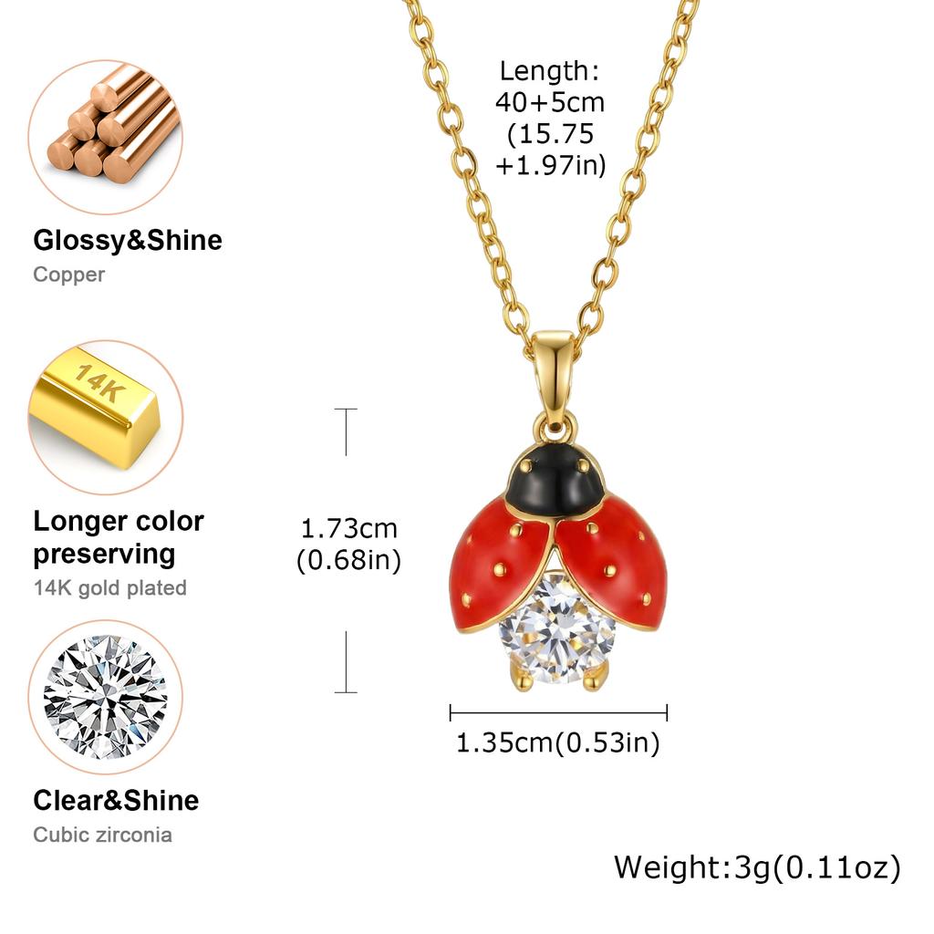 Cute Ladybug Pendant for Women Girls Red Beetle Zircon Necklaces Delicate Cubic Zirconia Sweet Animal Accessories Gifts