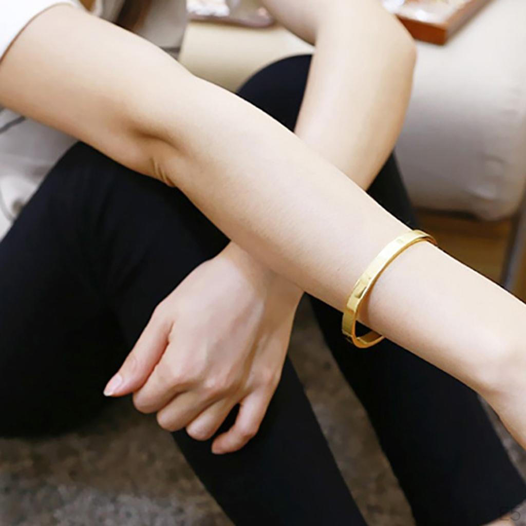 Cuff Bangle High Polished Bracelet Smooth Surface (Black, Silver, Gold, Rose Gold)
