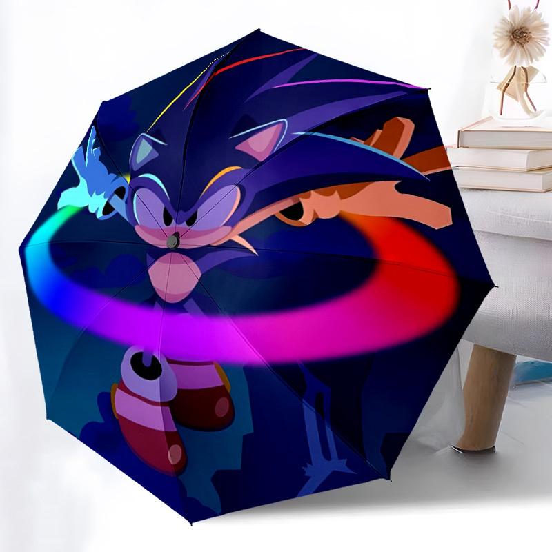 1pc Sonic Speed Automatic Folding Umbrella - Compact 8-Rib Design, Durable Plastic & Iron, Daily Use F104021