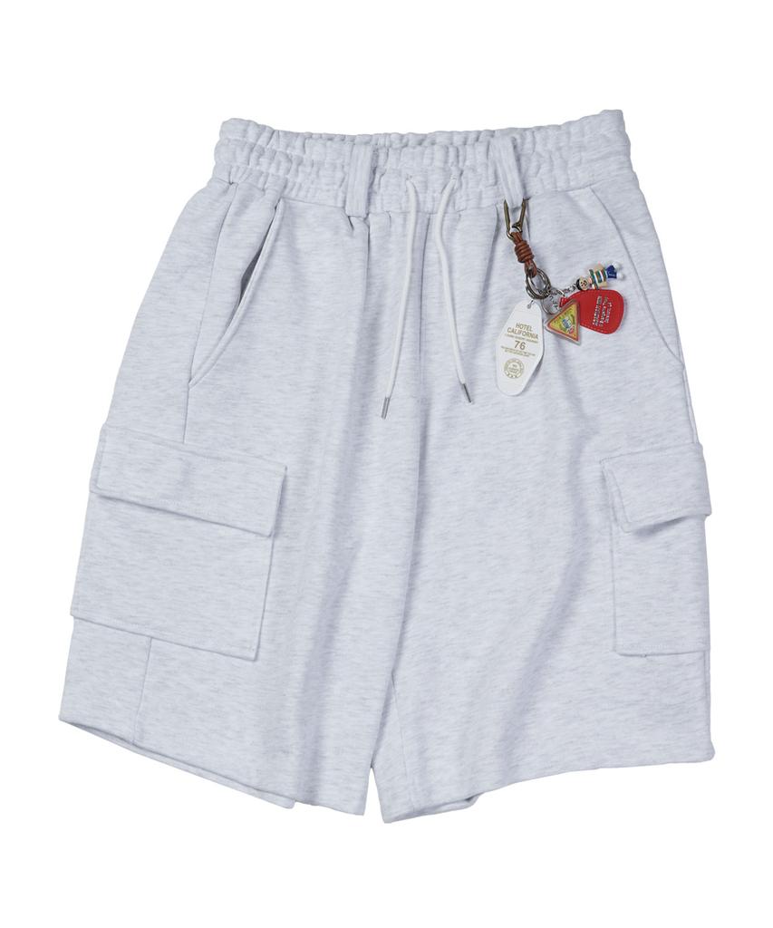 STENDS [M~4Xl] Belt Loop Cargo Sweat Shorts_White Melange