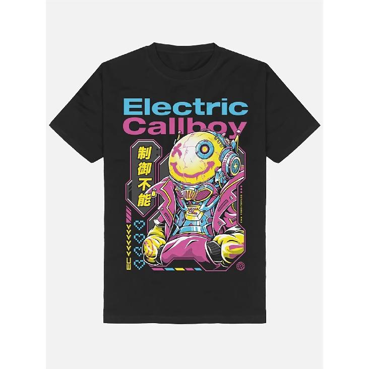 T-Shirt Uomo e Donna Callboy Elettrico - Retro Anni '80 Neon Anime Giapponese e Videogiochi con Note Musicali, Morbida Traspirante Girocollo Corta