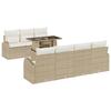 Ensemble de Canapés de Jardin 8 Pièces avec Coussins Beige Rotin Poly vidaXL, Canapé de Jardin 2 Places avec Rangement 3357324