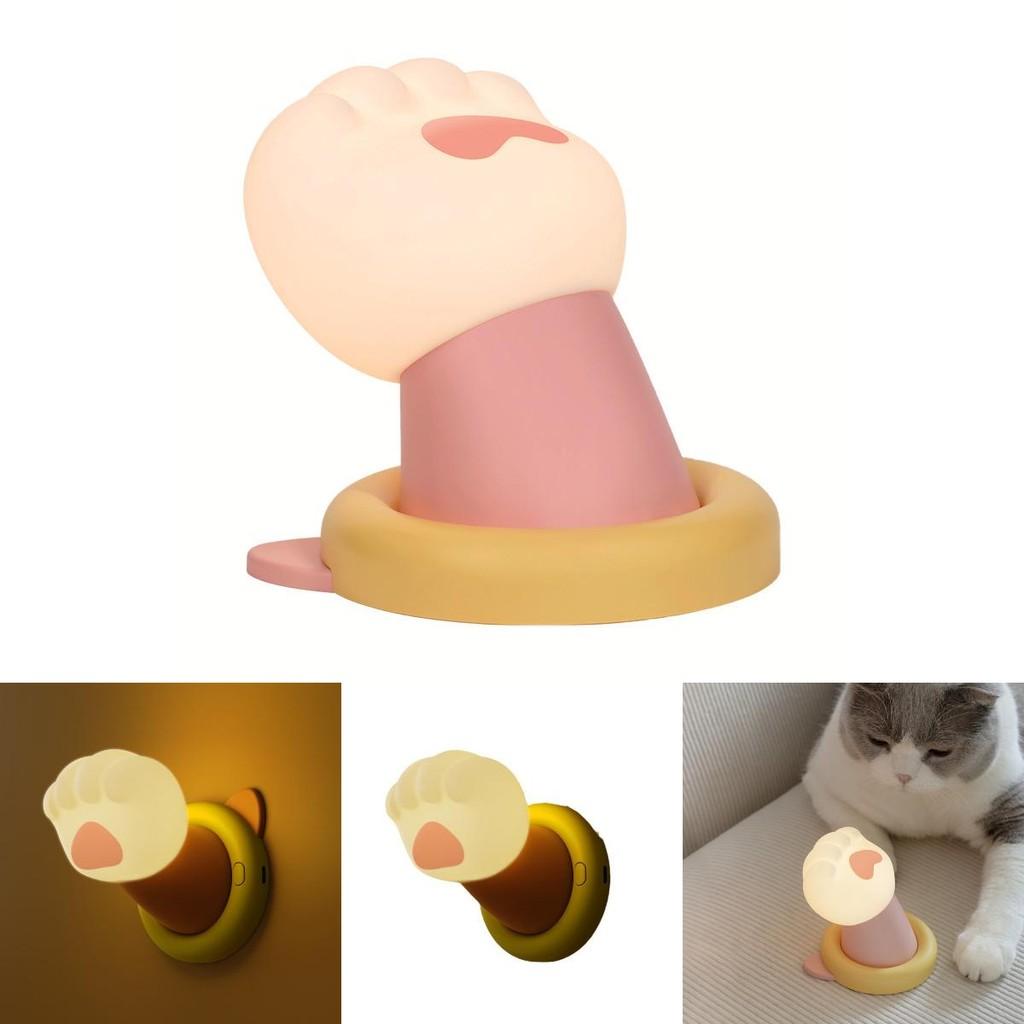 Adorable Cat Paw Night Light 3 Level Warm Glow Touch Lamp For Cozy Bedroom Decor
