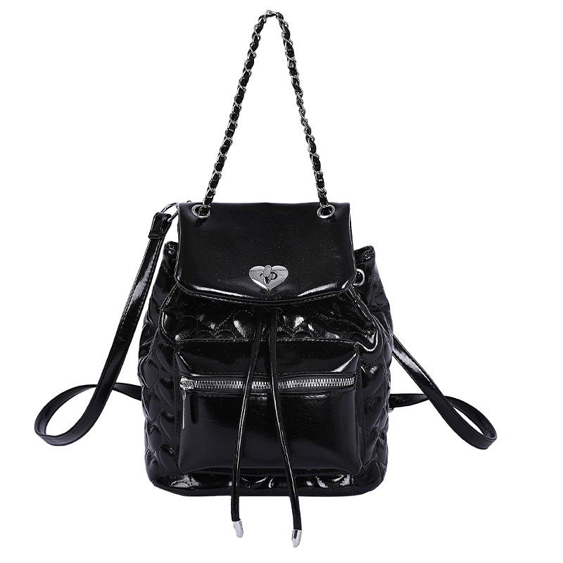 Rhombus bag women's new chain backpack fashion portable bucket bag texture travel backpack