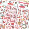 4 Pcs Strawberry Rabbit Pink Crystal Epoxy Kids' Cartoon Decorative Stickers Perfect for Scrapbook BulingBulingStickers Store