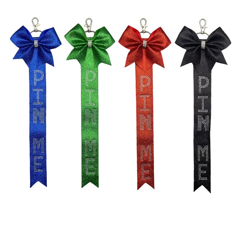 Cheerleader Glitter Bow Keychain with Butterfly Knot Pendant красный