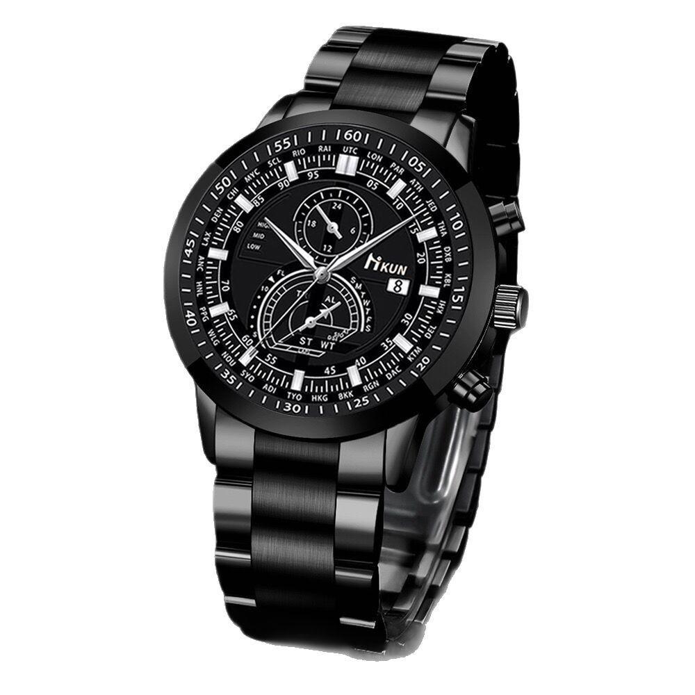 Classic Mens Quartz Watch And Bracelet Set With Alloy Strap For Business Casual Wear