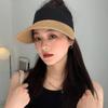 Magic Tape Panama Women Straw Hat Empty Top Summer Hat Sun Protection Outdoor Sports Fishing Beach Cap Elegant Street Cap