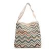 Canvas Bucket Bag with Wide Strap Large Crossbody Bag for Women Fashion Vintage Colorful Striped Knitted Shoulder Bag  White