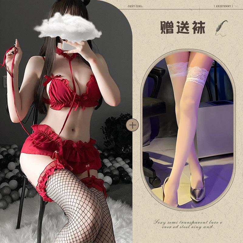 Night Listening Incense Lingerie Sexy Temptation Princess Garter Lace Three-point Suit Cute Girl