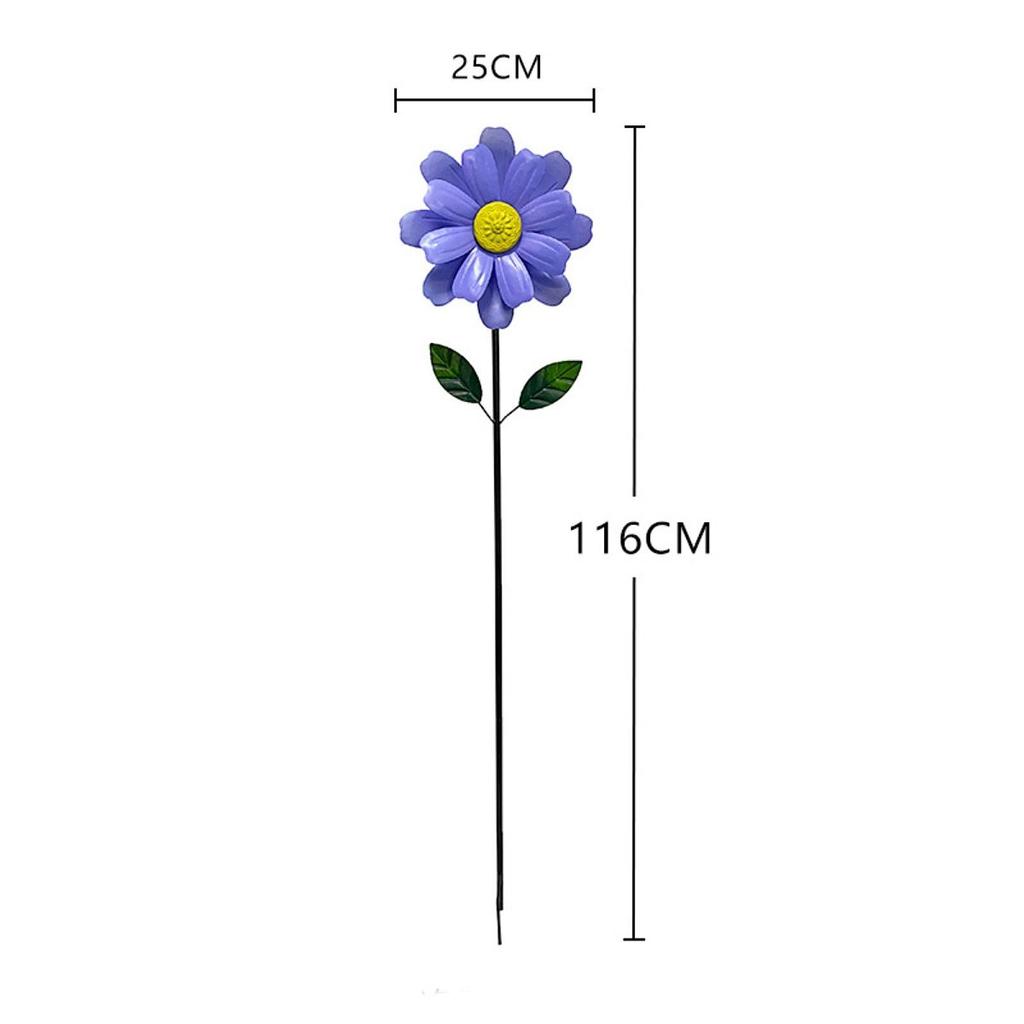 Sunflower Standing Wind Sculpture with Stake Simple Assembly Versatile Sturdy Rotatable for Patio Pathway Windmill Height 116cm