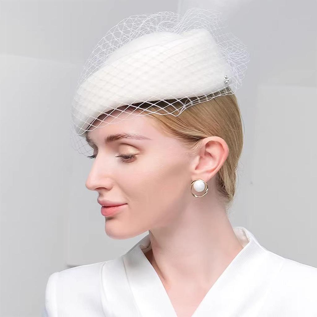 Pălării Fascinator pentru Femei Pălărie Vintage Anii 60 Lână Pălărie Stewardesă Pillbox Pălărie Bază Fascinator Cocktail Lacrimă