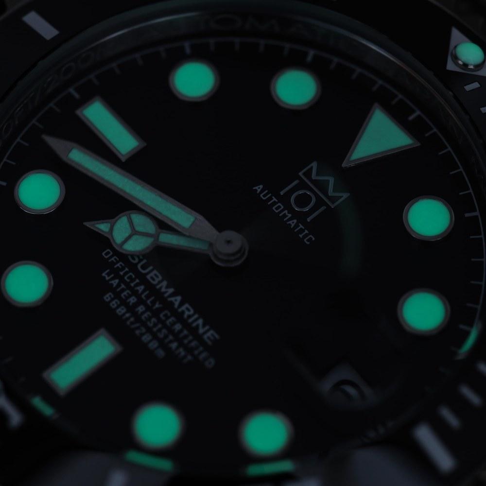 HYAKUICHI 101 No.7RD Diver's Watch 42mm Ceramic Bezel Mechanical Date Deep Aqua Hack Function