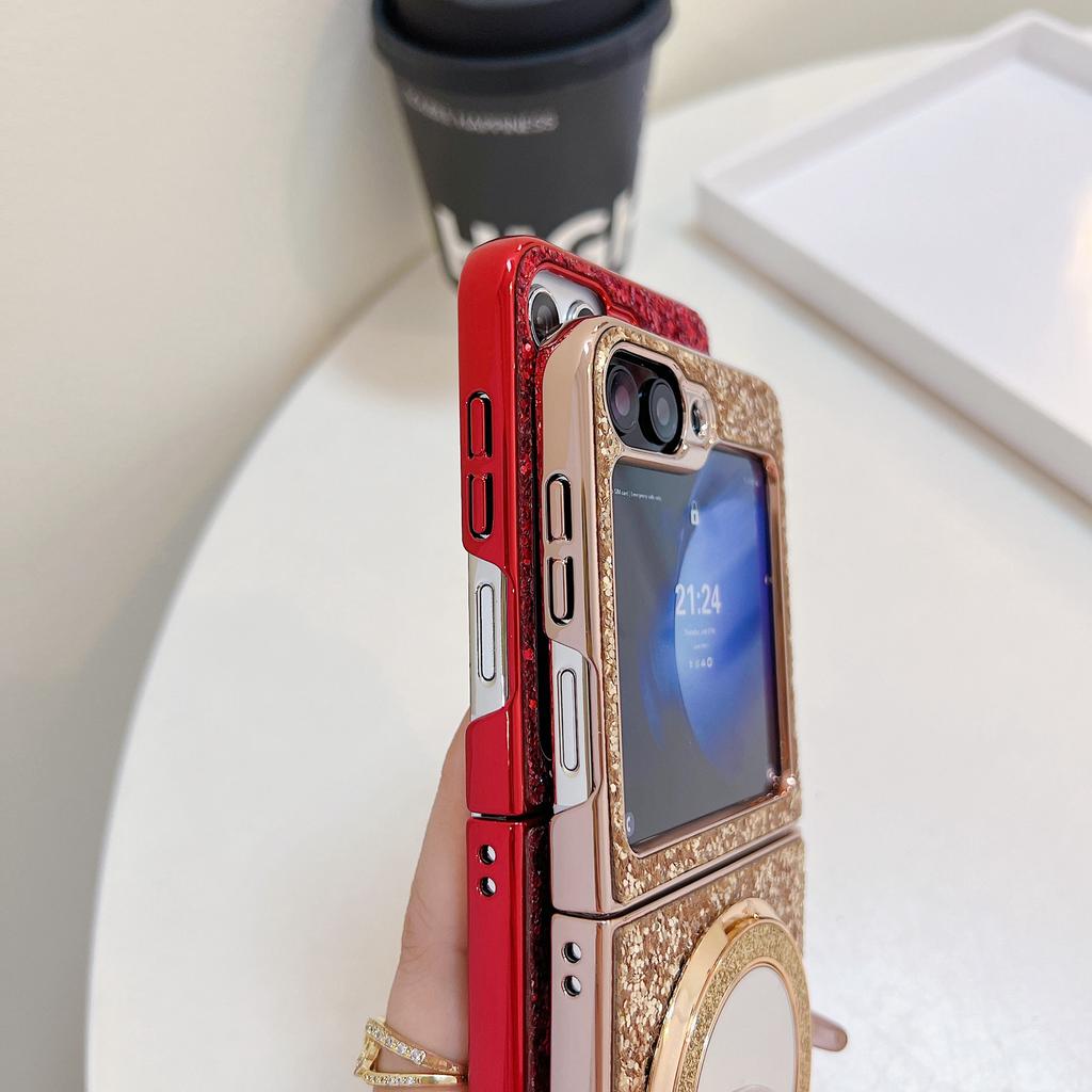 For Samsung Galaxy Z Flip7 FE 5G/Z Flip6 5G Case TPU+PC Kickstand Phone Cover with Mirror