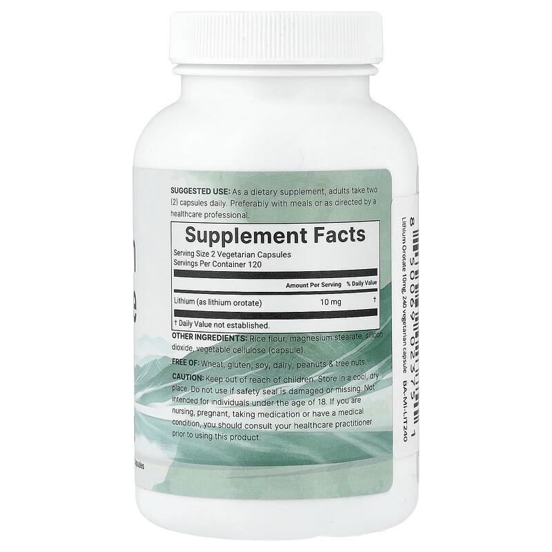 Orotato de Litio, 240 Cápsulas Vegetarianas (5 mg por Cápsula)