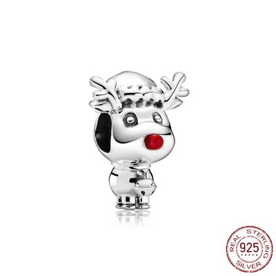 Glitter Noel Ağacı Ren Geyiği Kardan Adam Tatlı Ev Charm Boncuk Fit Orijinal Moda Bilezik Gümüş 925 Diy Takı Kadın Hediye