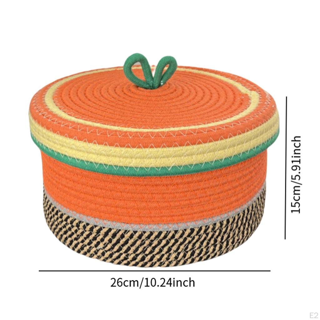 Cotton Rope Storage Basket,Decorative Basket with Cover,Desktop Stylish Container,Storage for