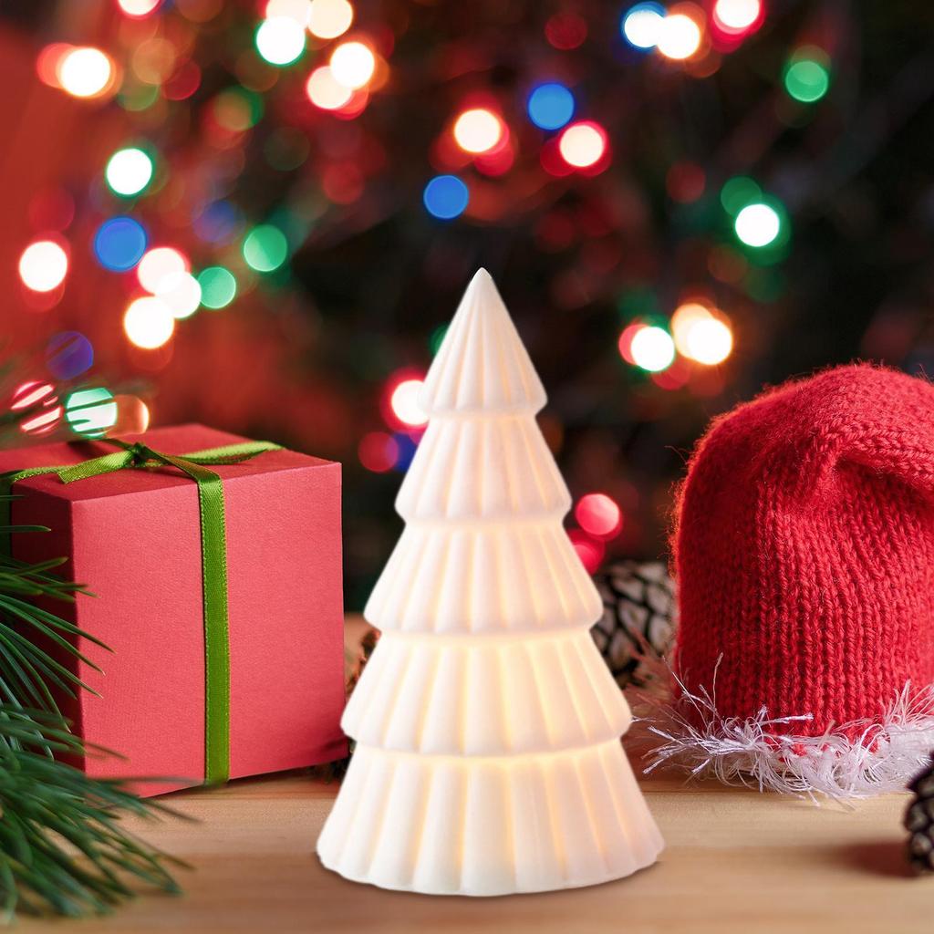 Ceramic Tree LED Christmas Decor Table Centerpieces Lighted Winter White Desktop Decoration For Shelf Desk Counter Living Room