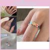 Korean Rainbow Smiley Face Adjustable Ring Elegant Copper Fashionable Design For Women