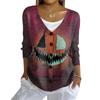 Women's Fashion Casual Knit Sweater Button-Up Halloween Printed  Cardigan Jacket